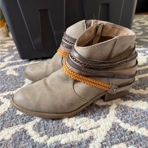 Women's Taupe Ankle Boots with Braided Accent